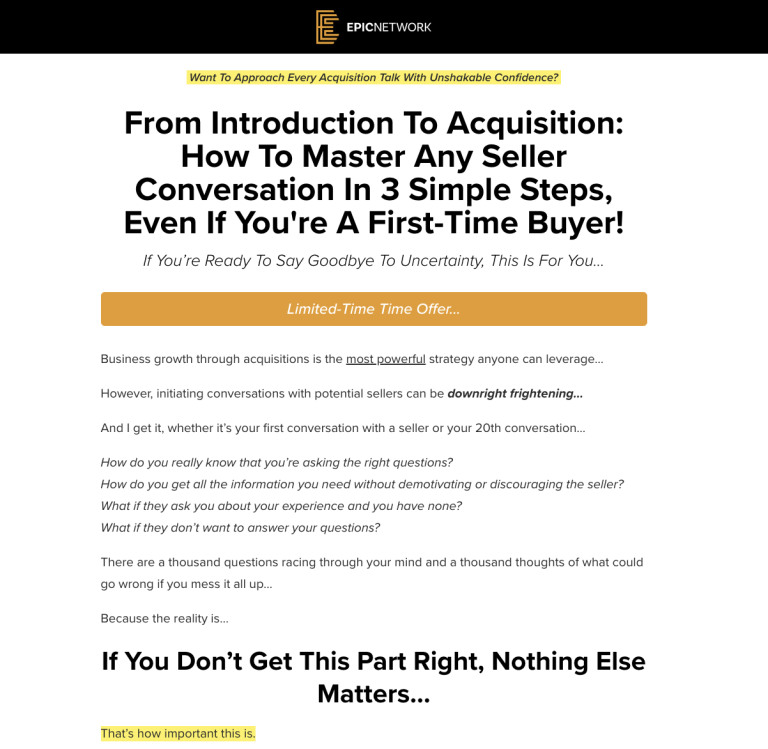 You are currently viewing Christopher Wick (Epic Network) – Discovery Call Masterclass Download