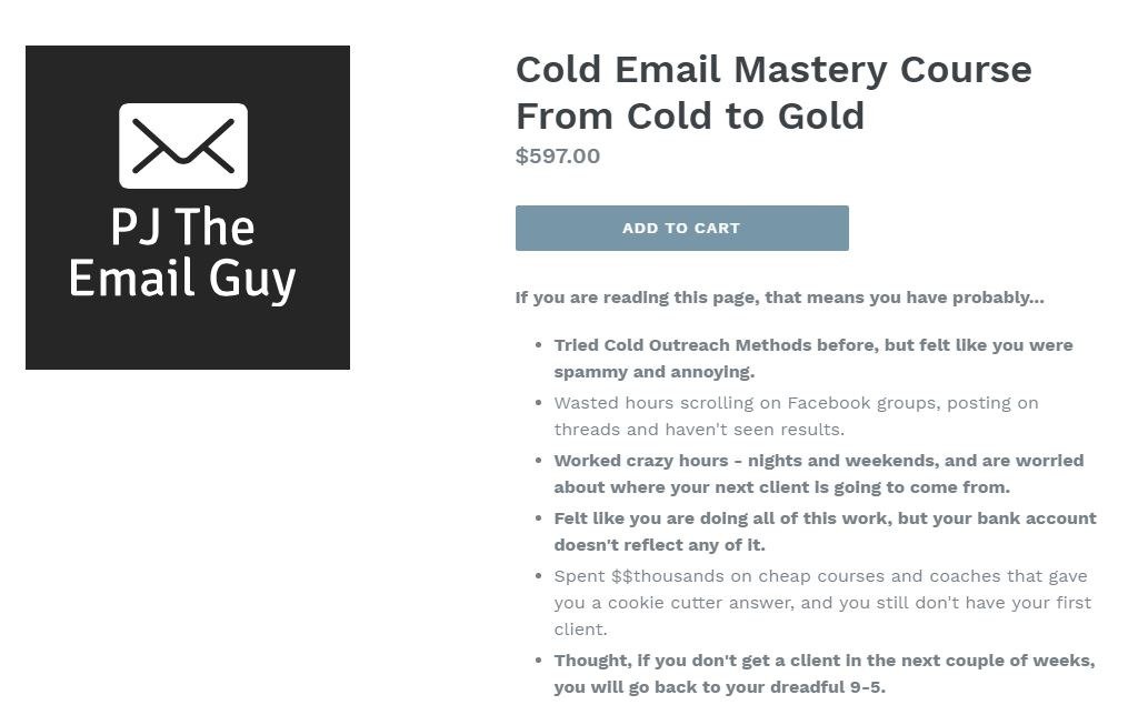 You are currently viewing Cold Email Mastery Course From Cold to Gold – PJ The Email Guy