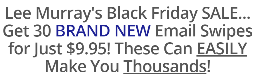 You are currently viewing [GET] Lee Murray – BLACK FRIDAY: 30 BRAND NEW Promo Email Swipes! Download