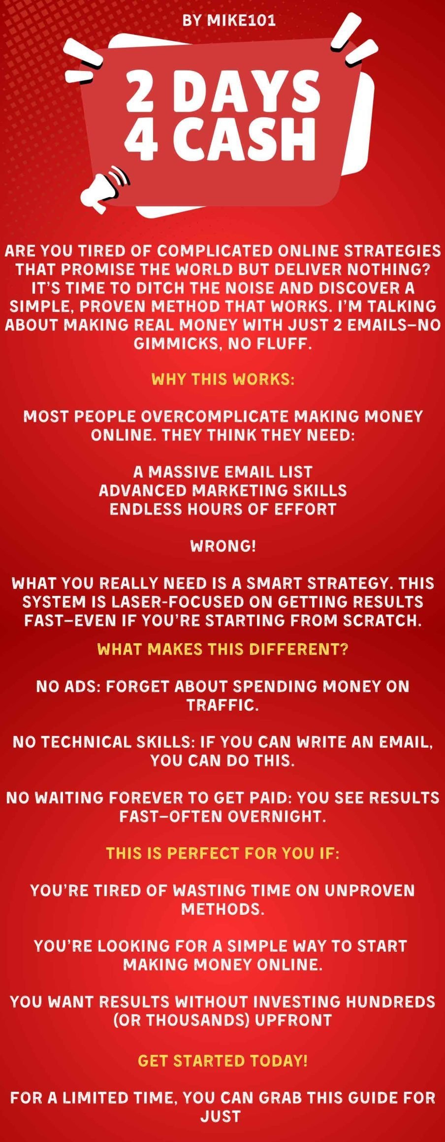 You are currently viewing Mike101 – 2 DAYS 4 CASH – $1,652 IN PURE PROFIT WITH 2 EMAILS SENT Free Download