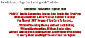 Read more about the article [SUPER HOT SHARE] Tube Raiding $995 – Page One Ranking with YouTube Download